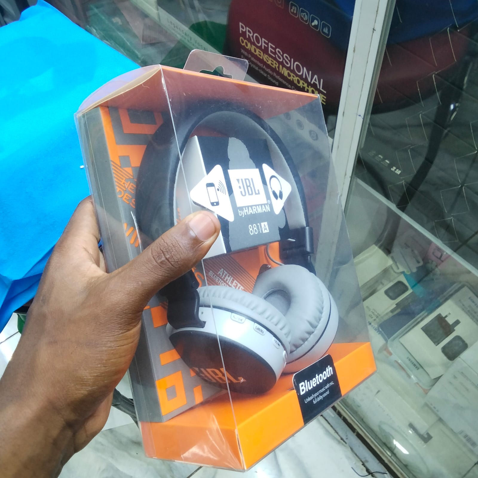 JBL MS-881A 4-in-1 Wireless Bluetooth Headphones Over-Ear with Deep Bass, inbuilt microphone for calls, FM Radio & Micro SD Support - Black