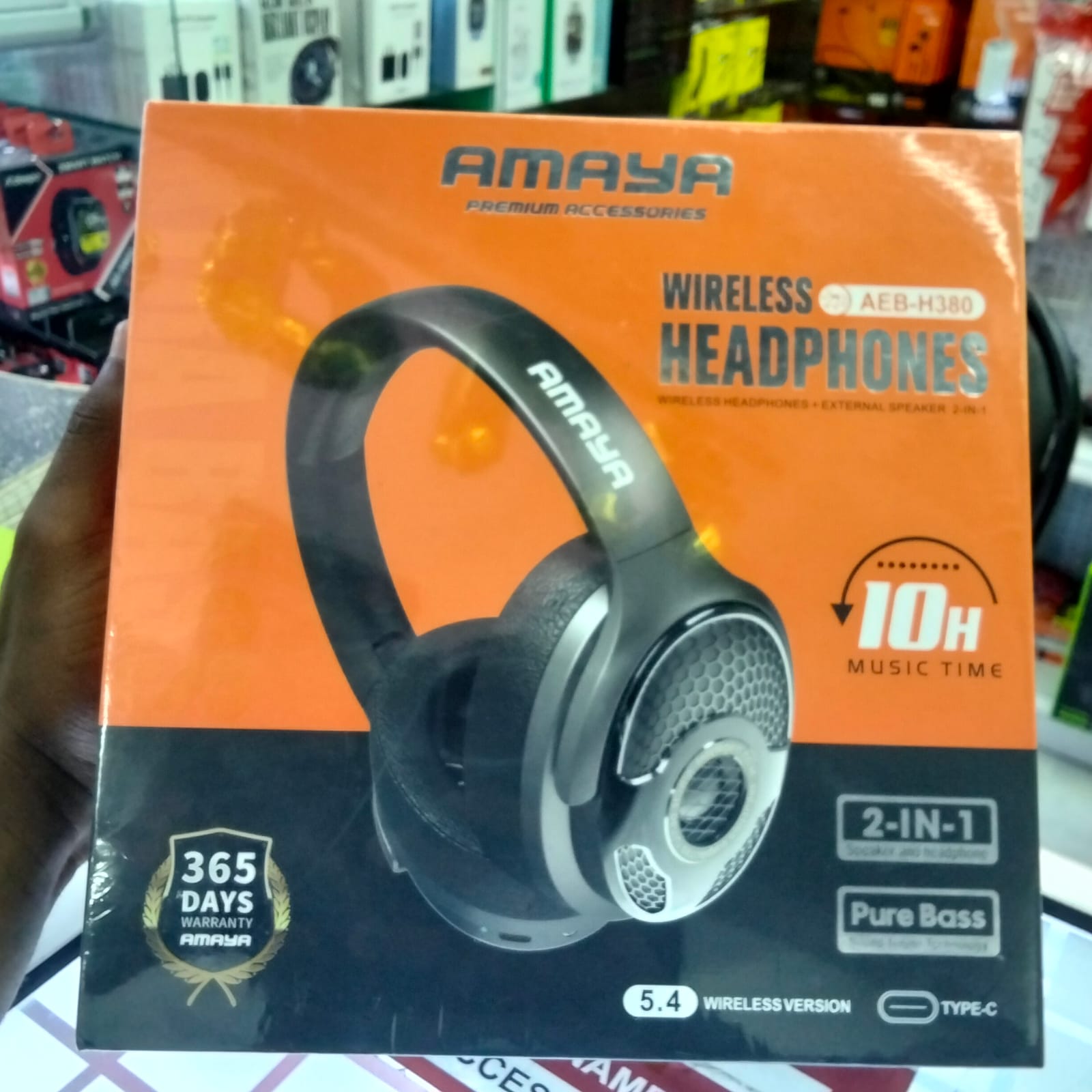 Amaya AEB-H380 Over-Ear Stereo Headphones wireless speaker headset with headphones 2 in 1 – Deep Bass With 10H Playtime- Black