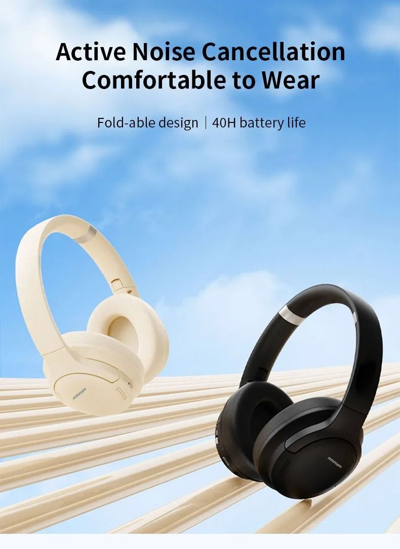 Amaya AEB-H360D Active Noise Cancellation (ANC) Over-Ear Wireless Bluetooth Headphones surround sound, comfortable, 40H lasting battery, Bluetooth 5.3, low-latency gaming, AI call noise reduction