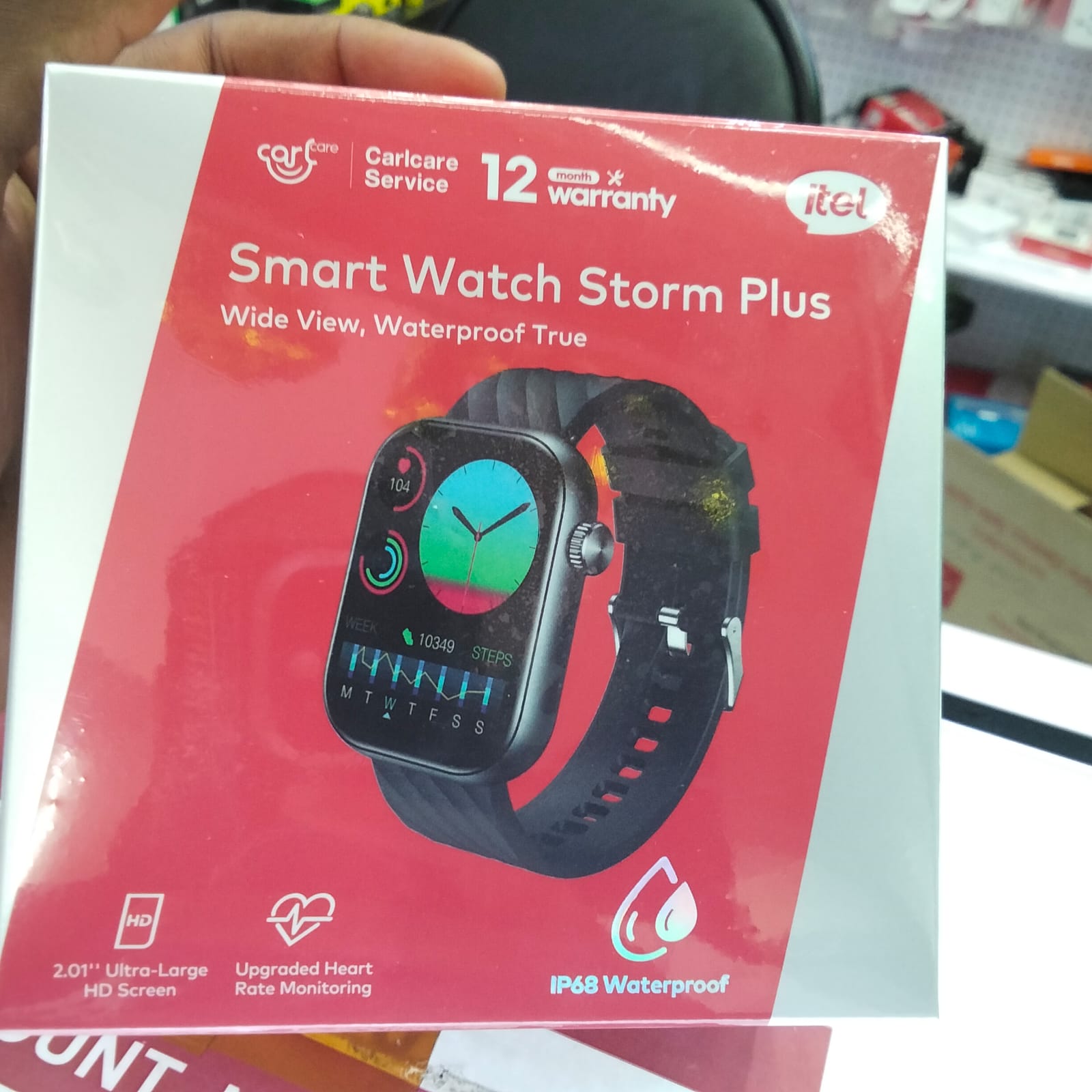 ITEL ORIGINAL 2.01" HD IP68 Water Proof ISW-015 Storm Plus Smart Watch, 7 days battery life, bluetooth calling, AI Voice Assistant- Black.