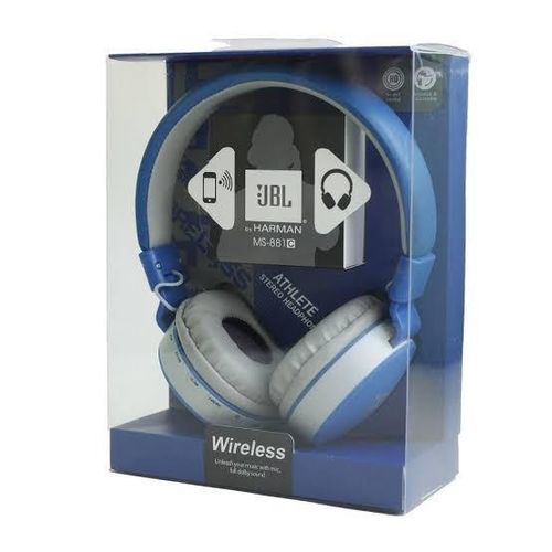JBL MS-881A 4-in-1 Wireless Bluetooth Headphones Over-Ear with Deep Bass, inbuilt microphone for calls, FM Radio & Micro SD Support - Black