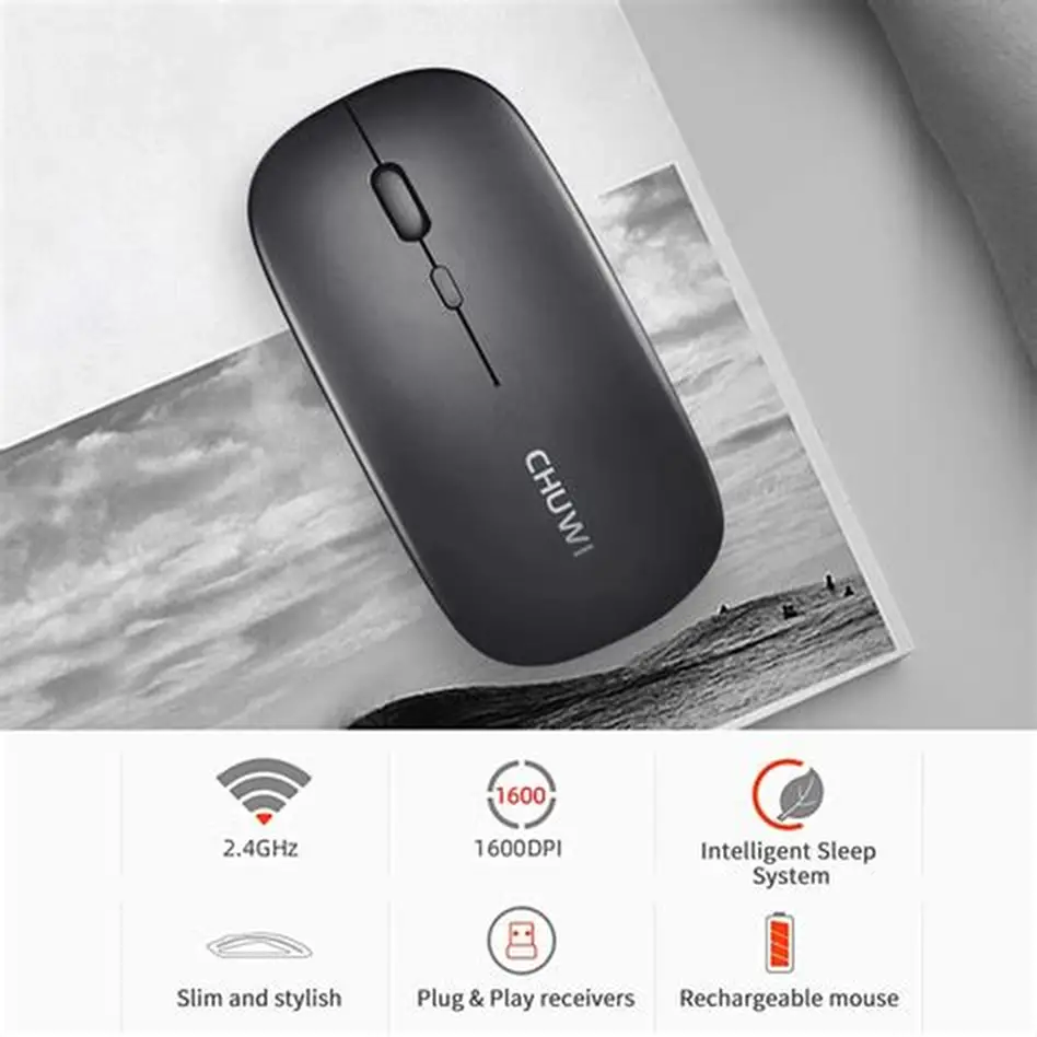 Chuwi ultra-thin mouse wifi2.4 computer, laptop adaptability mouse large capacity battery