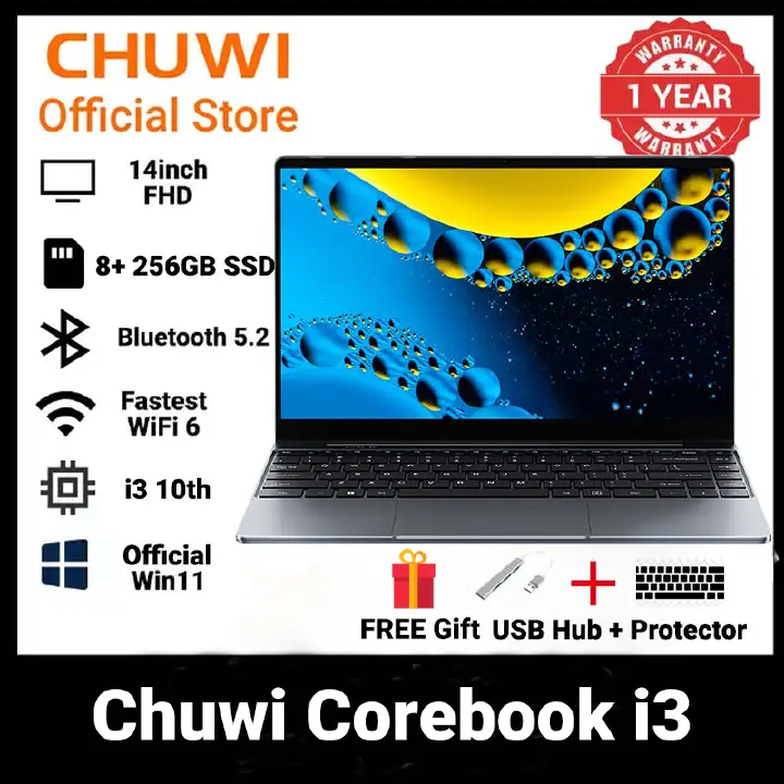 Brand new Chuwi Laptop Corebook i3 10th ultrabook: (kama i7 7th), 8GB+256GB SSD, 14" Full HD Ultrabook with Long Battery Life & Win 11 system WiFi6 Bluetooth 5.2
