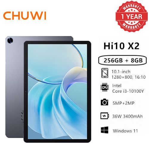 Brand New Chuwi Hi10 X2 Intel Core i3 2-in-1 Tablet 256GB+8GB 10.1" Full HD Win 11 System WiFi 6 Bluetooth 5.3 10.1mm Ultra-thin Ultrabook with Keyboard