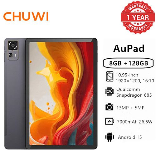 Brand New Chuwi  AuPad Tablets 128GB+8GB 10.95" Full HD Snapdragon 685 7000mAh Large Battery 8mm Ultra-thin Android 15 WiFi6 Bluetooth 5.2 4G Dual SIM Tablet PC