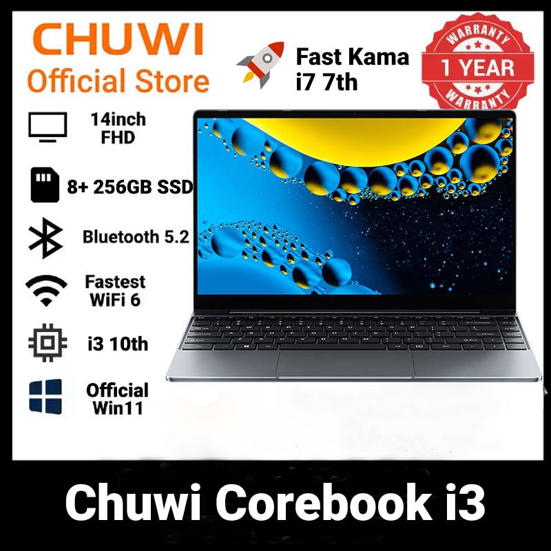 Brand New Chuwi Laptop Corebook i3 10th ultrabook: (kama i7 7th), 8GB+256GB SSD, 14" Full HD Ultrabook with Long Battery Life & Win 11 system WiFi6 Bluetooth 5.2