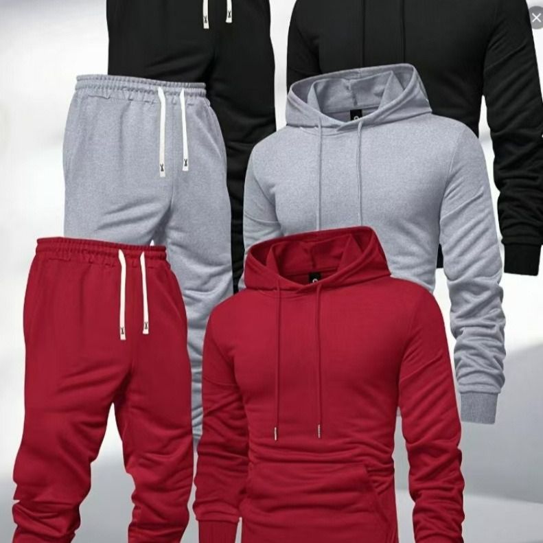 The new men's hooded spring and autumn universal hot-selling glossy all-match hooded sweater sweatpants casual sports suit