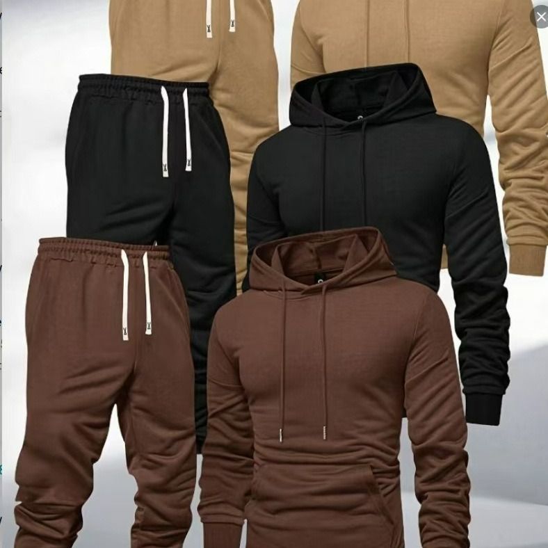 The new men's hooded spring and autumn universal hot-selling glossy all-match hooded sweater sweatpants casual sports suit