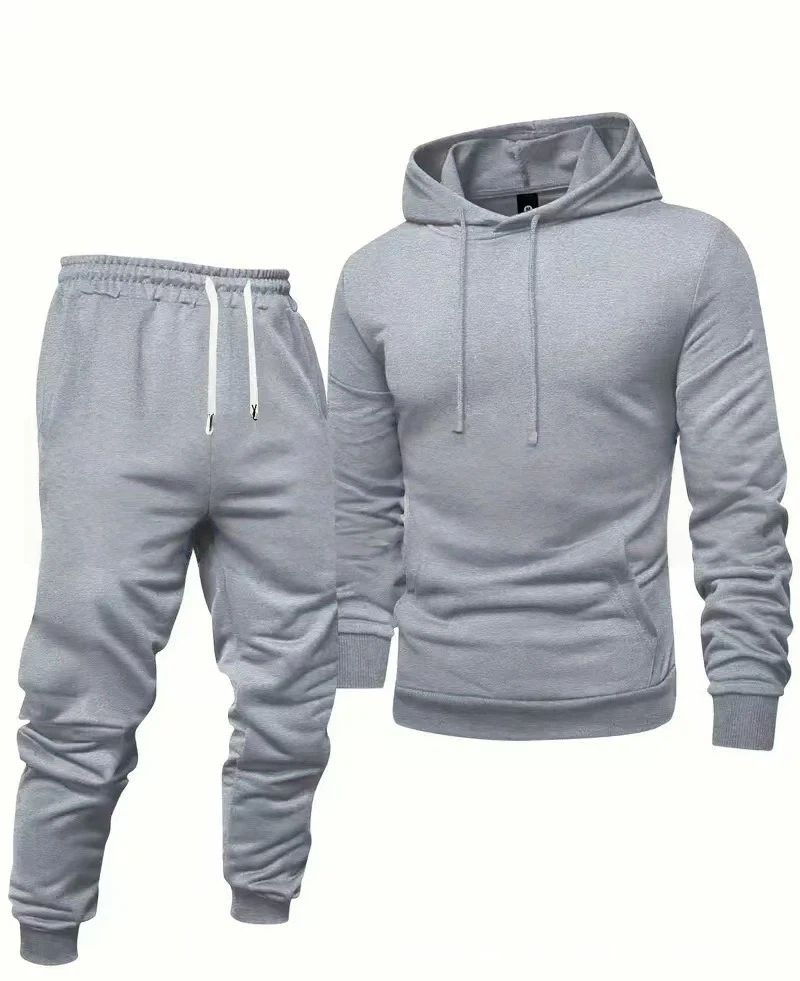 The new men's hooded spring and autumn universal hot-selling glossy all-match hooded sweater sweatpants casual sports suit