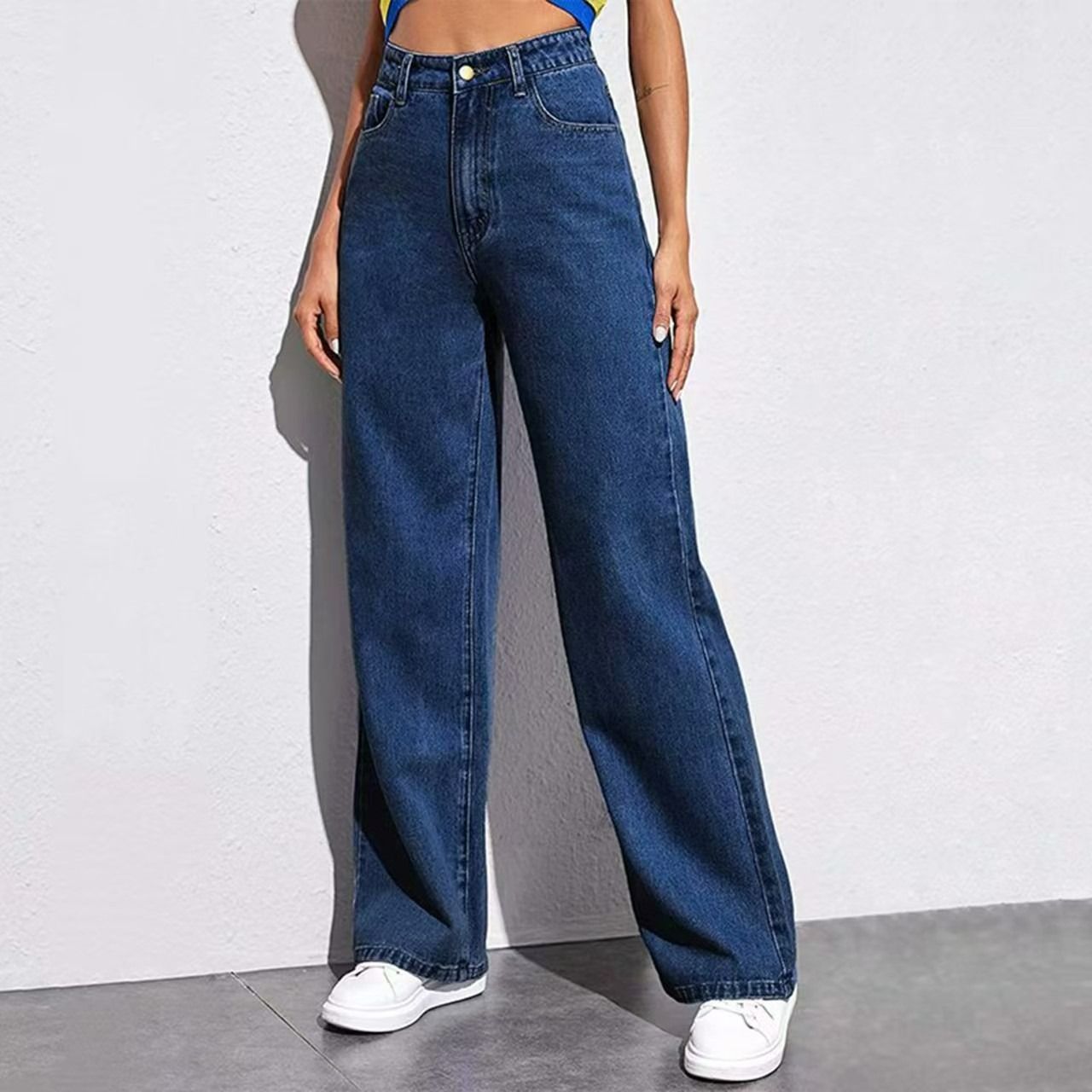 Autumn and winter 2025 new cross-border European and American high-waist washed women's jeans Amazon long straight-leg pants