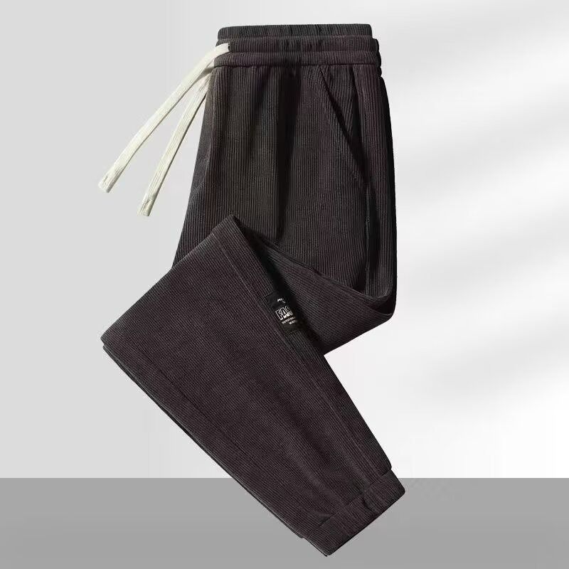 Corduroy plus velvet thickened men's work wear loose casual pants 2025 drawstring pants all-match sweatpants men's trousers trousers