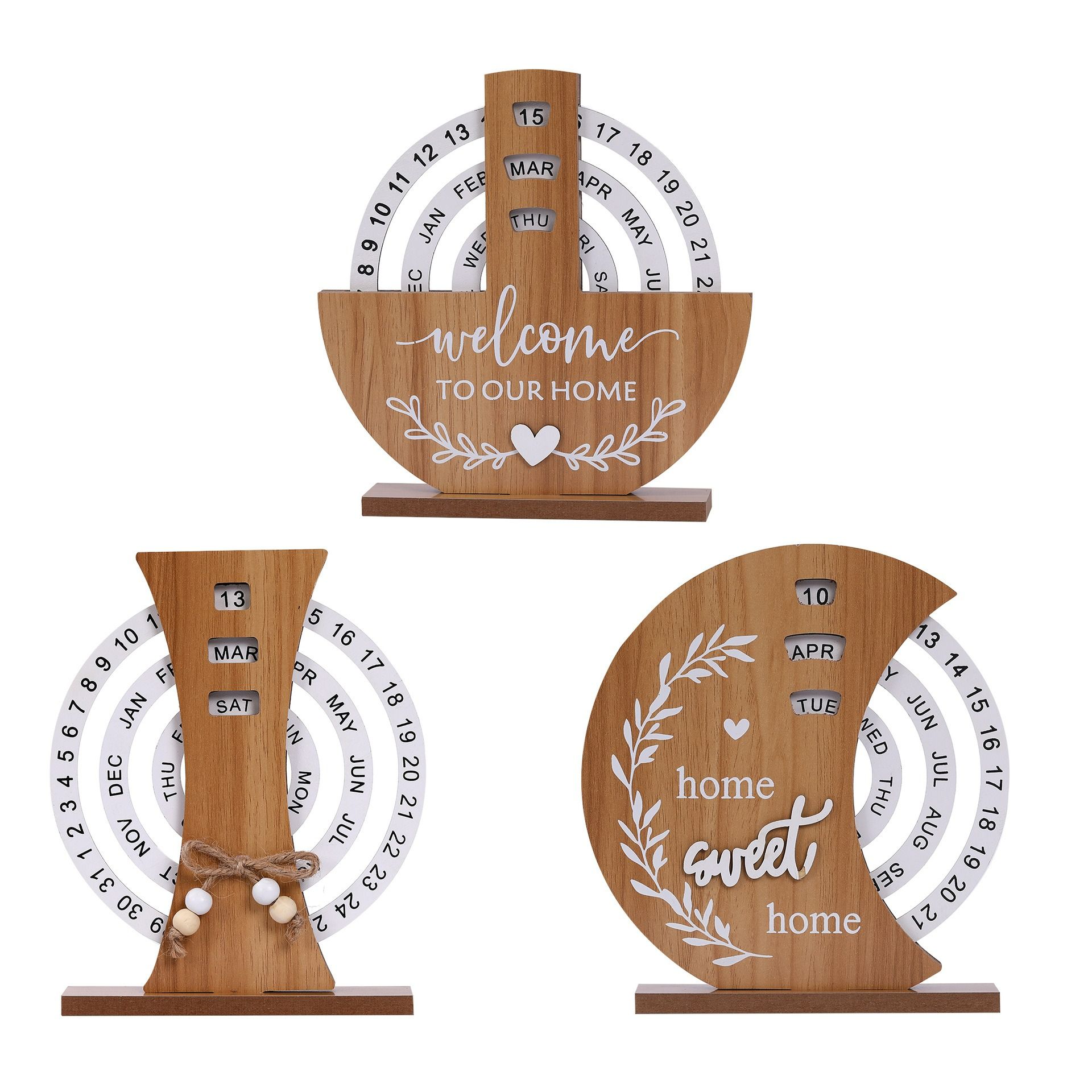 Wooden creative calendar perpetual calendar home decoration office desktop decoration manual rotating desk calendar