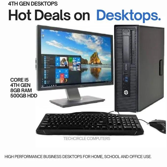 HP Refurbished EliteDesk 800 G1 4th Gen Core I5 8GB RAM 500GB HDD SFF Desktop + 19" DELL Monitor (complete setup)
MOUSE+KEYBOARD+VGA+2POWERCABLE