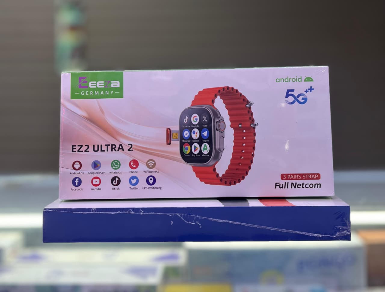 EZ2 Ultra Smartwatch with SIM card slot 
*4GB RAM 
*64GB ROM 
*Connects to WiFi and can install apps
