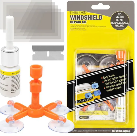 Original Source Windscreen Repair Kit, Car Windscreen Crack Repair Kit With Durable Resin, Fix Auto Windscreen Glass Cracks, Chip, Bulls Eye, Star Break, Half Moon