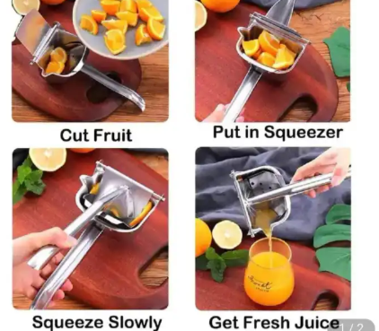 VERY HEAVY AND HIGH QUALITY METALLIC MANUAL FRUIT JUICER LEMON CITRUS JUICE SQUEEZER, JUICE EXTRACTOR PRESSER (SILVER)