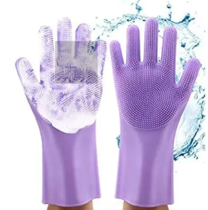Generic Silicon Dish-Washing Kitchen Gloves They provide good grip when washing your utensils Can used to wash pets or work in your small garden. Protect your hands and prevent ac Pink one size