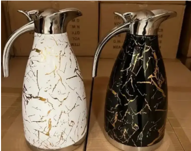 Jamespot JP 2L Marble Effect Vacuum Flask – Premium Double Wall Stainless Steel Thermos for Hot and Cold Beverages, Leak-Proof, Unbreakable & Portable