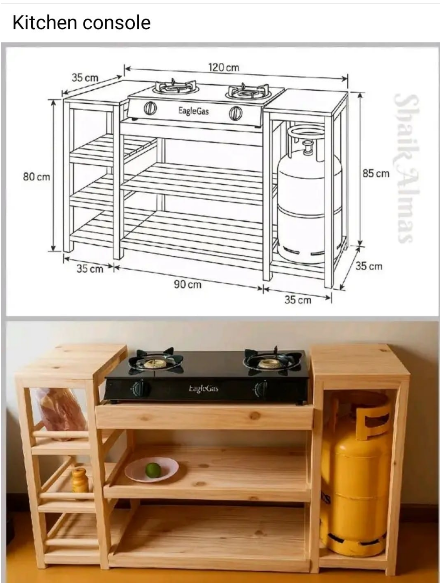 (New year sale offer price)Modern strong and classic kitchen table,Wooden strong Kitchen table with racks. suitable for 6KG cooking Meko with door.as picture