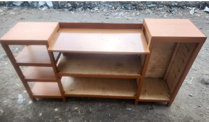 (New year sale offer price)Modern strong and classic kitchen table,Wooden strong Kitchen table with racks. suitable for 6KG cooking Meko with door.as picture