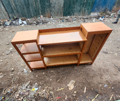 (New year sale offer price)Modern strong and classic kitchen table,Wooden strong Kitchen table with racks. suitable for 6KG cooking Meko with door.as picture