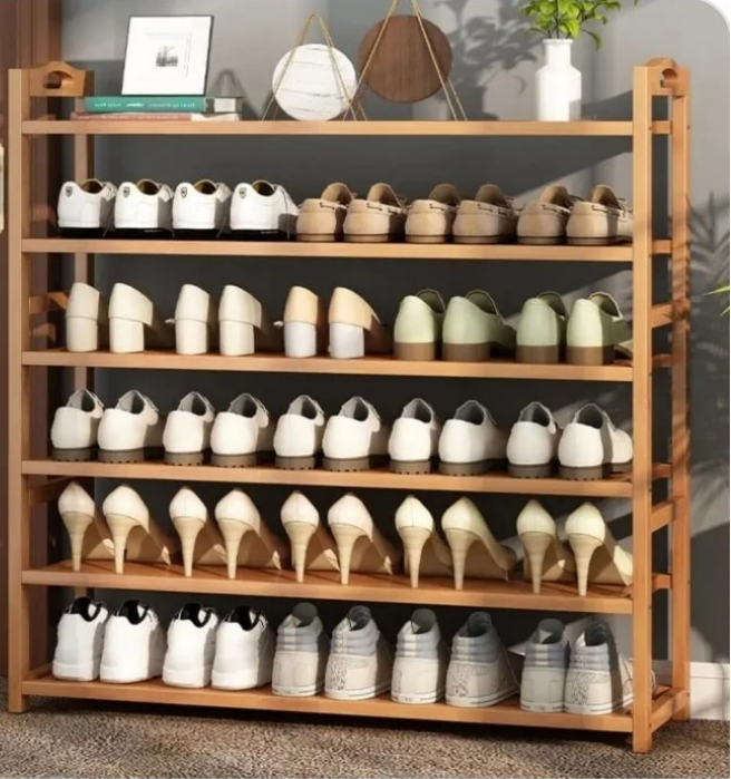 Wooden high quality 6 layer shoe rack.