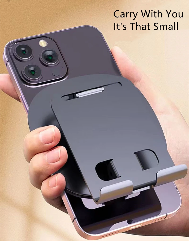 RichRipple 100% Metal Universal Desk Phone Holder Stand Adjustable 360°Rotating Desktop Flat Hold Foldable Portable Stand For Phone/Pad/Tablet Mounts & Stands