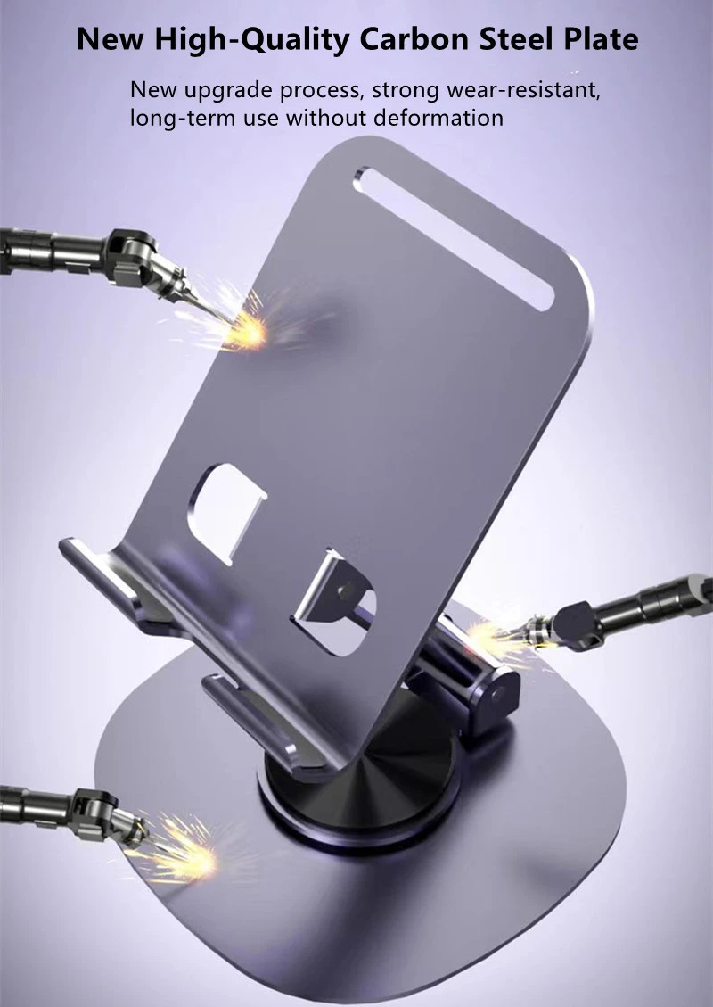 RichRipple 100% Metal Universal Desk Phone Holder Stand Adjustable 360°Rotating Desktop Flat Hold Foldable Portable Stand For Phone/Pad/Tablet Mounts & Stands