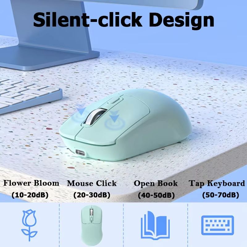 Portable Rechargeable Wireless Mouse 2.4G/Bluetooth Mini Silent Gamer Mice for Computer ipad High Precision Gaming Mouse 2 Modes