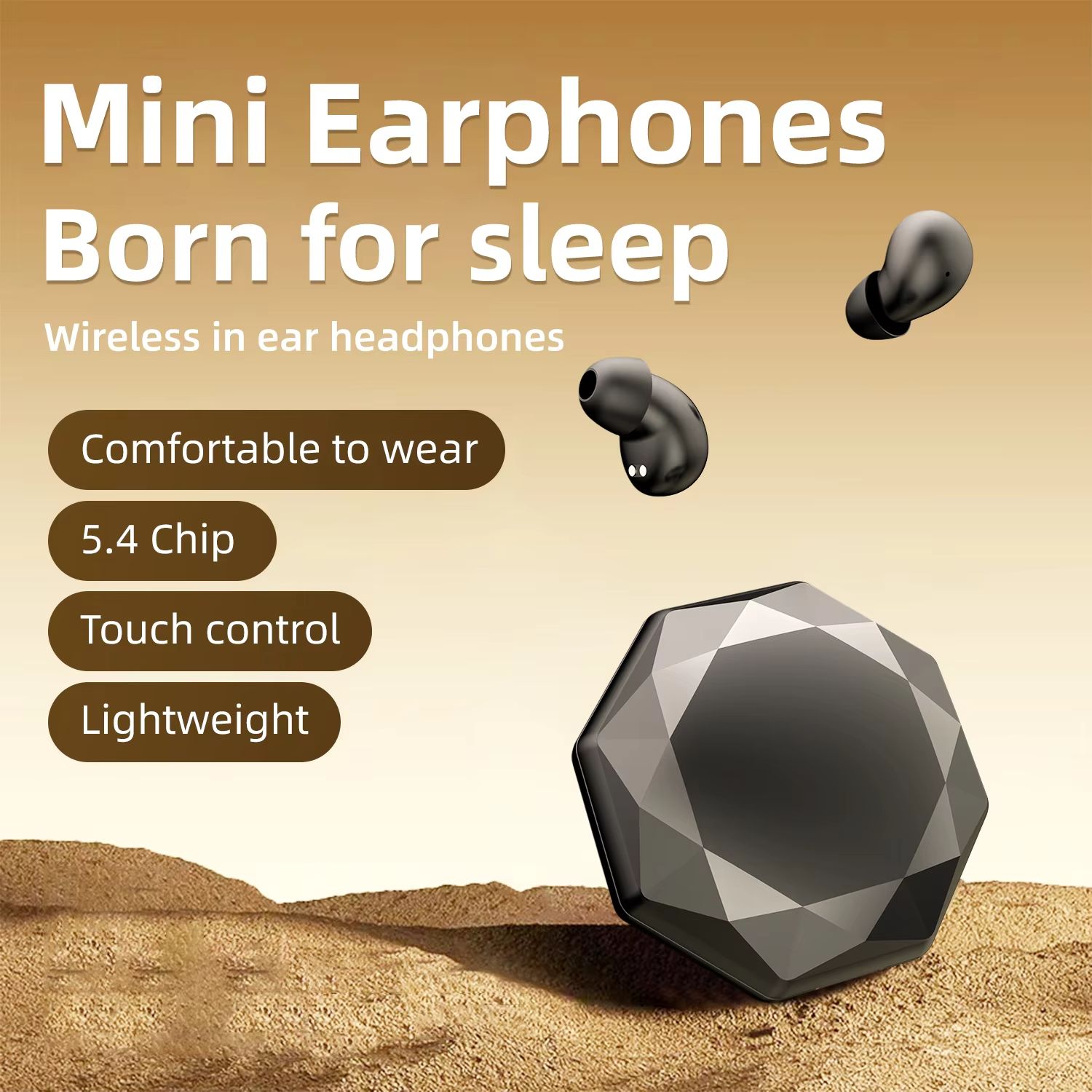 MINI Headphones Wireless Bluetooth Earphones 5.4 TWS In Ear Invisible Headsets HIFI Bass Sleep Earbuds Noise Reduction Earphone