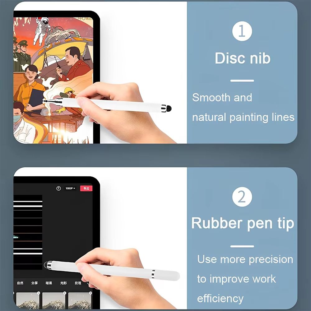 2-in-1 Stylus Pen for Touch Screen, High Precision and Sensitivity, Universal Stylus Pen For iPhone/iPad/Android Tablets