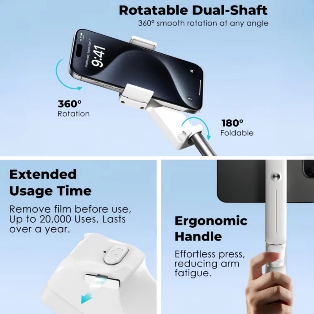 Mini Folding Selfie Stick 360° Rotation Holder Mobile Phone Stand for Outdoor Camera Photo Retractable Phone Selfie Stick