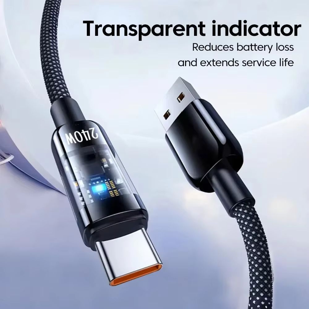 240W QC 3.0 USB to Type C Super Fast Charging Cable For Samsung Xiaomi Huawei OPPO LED Digital Display Phone Charger Data Cord