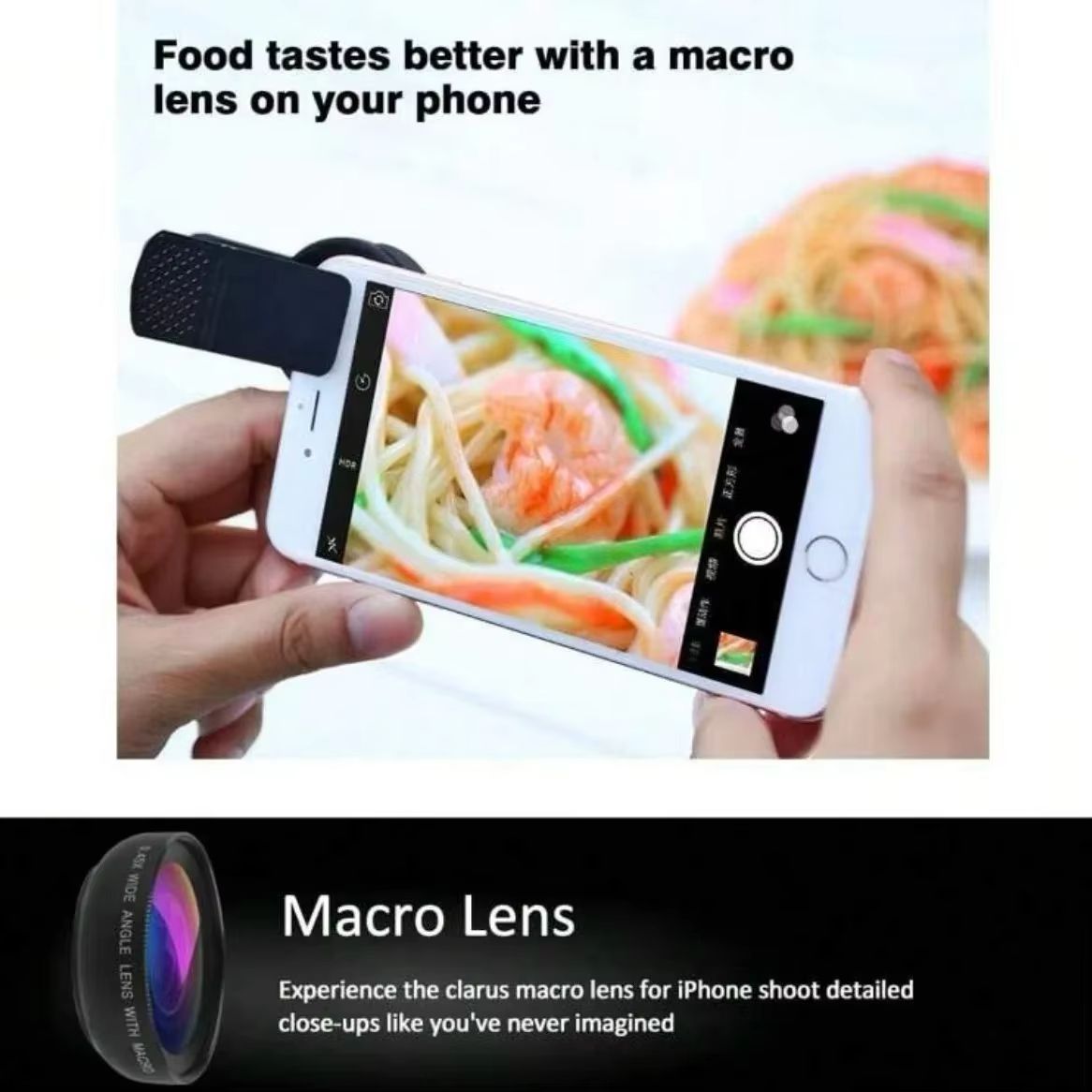 2 In 1 Clip On Phone Lens Kit 37mm 0 45X Super Wide Angle Macro HD Camera Lens for Mobile Phones