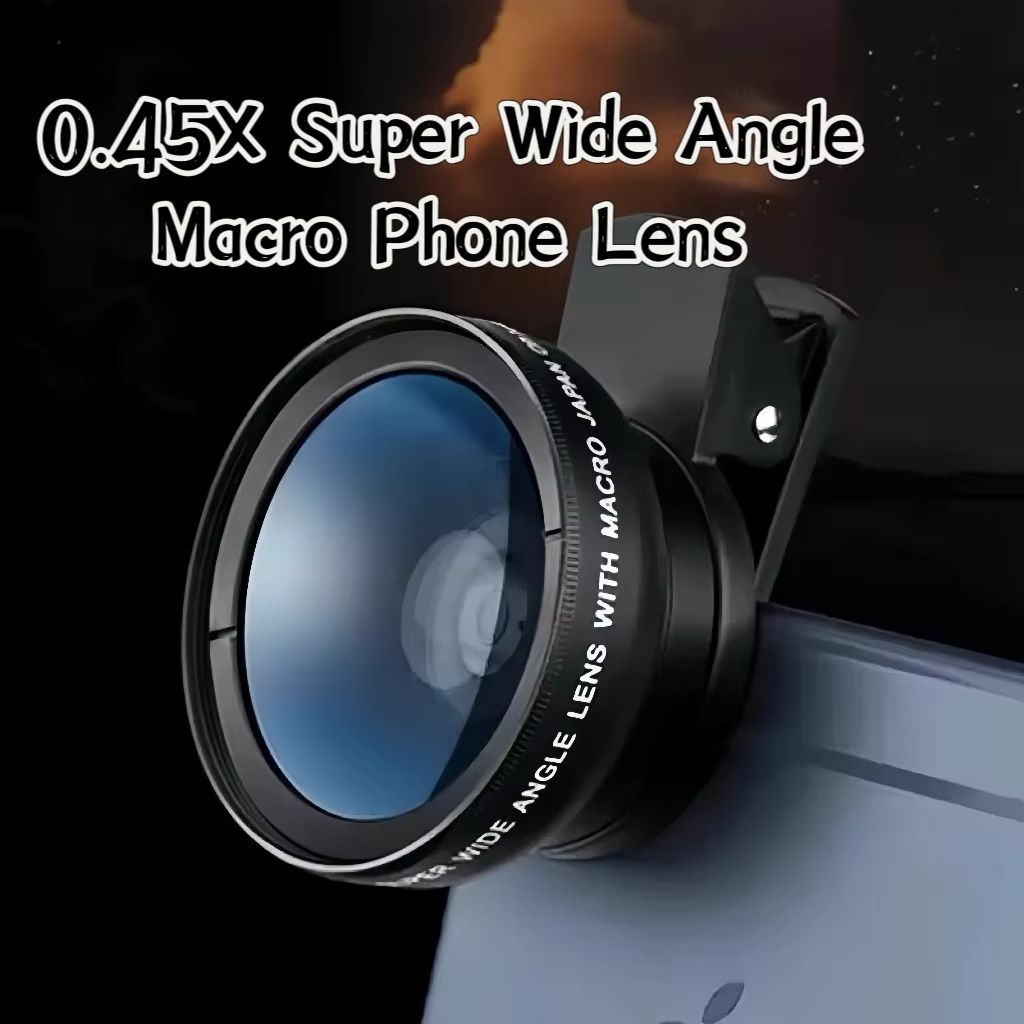 2 In 1 Clip On Phone Lens Kit 37mm 0 45X Super Wide Angle Macro HD Camera Lens for Mobile Phones