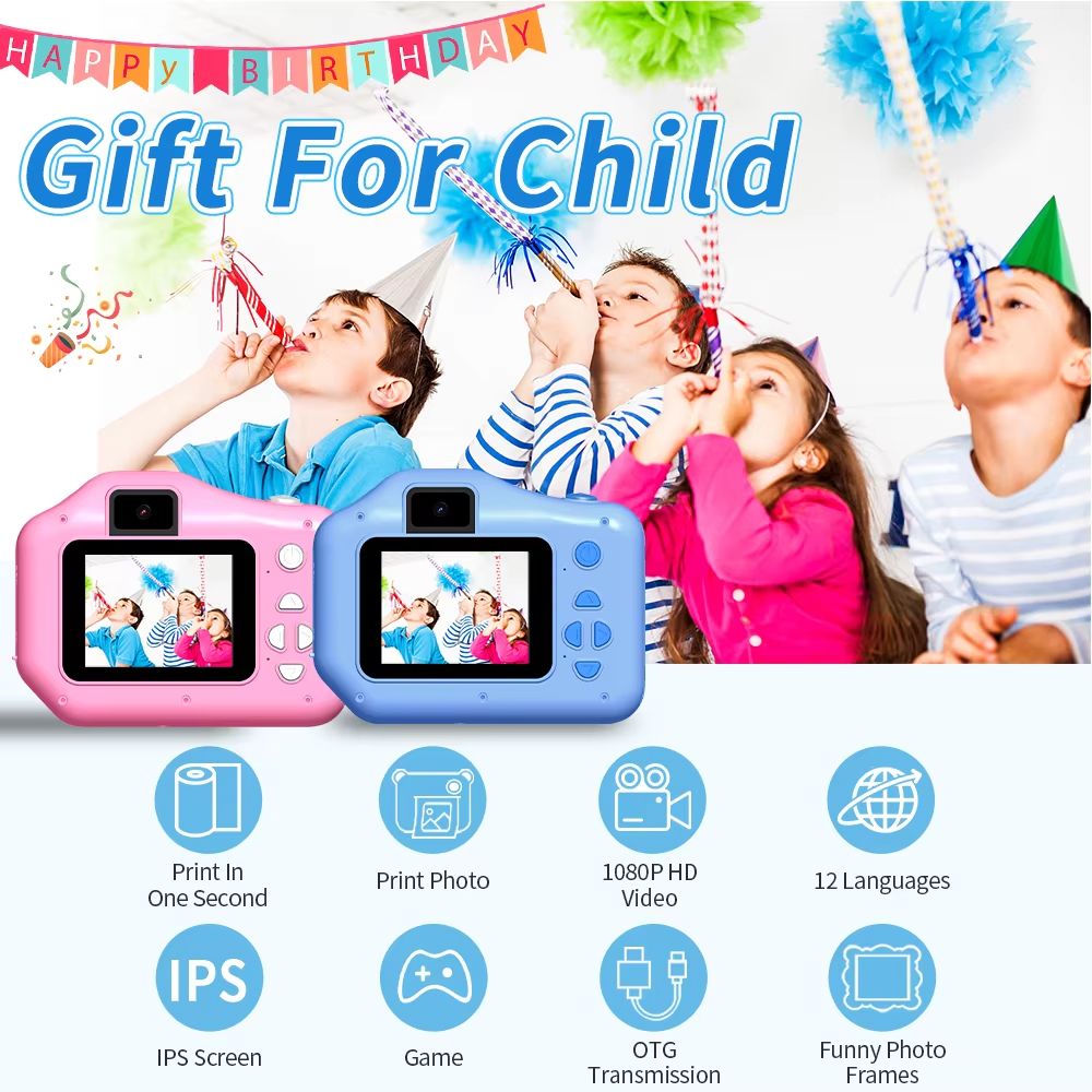 Children Instant Print Camera 10x Digital Zoom Kids Digital Photo Camera Girl's Toy Child Camera Video Boy's Birthday Gift