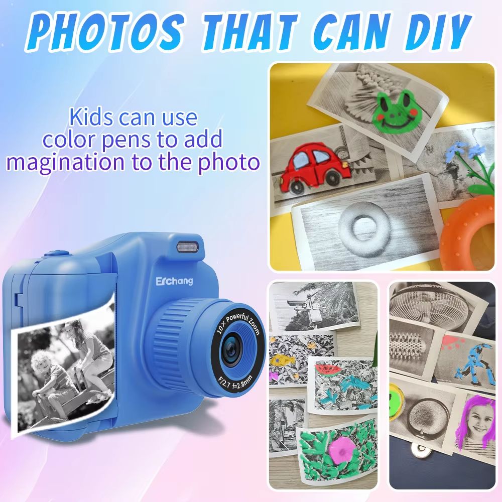 Children Instant Print Camera 10x Digital Zoom Kids Digital Photo Camera Girl's Toy Child Camera Video Boy's Birthday Gift