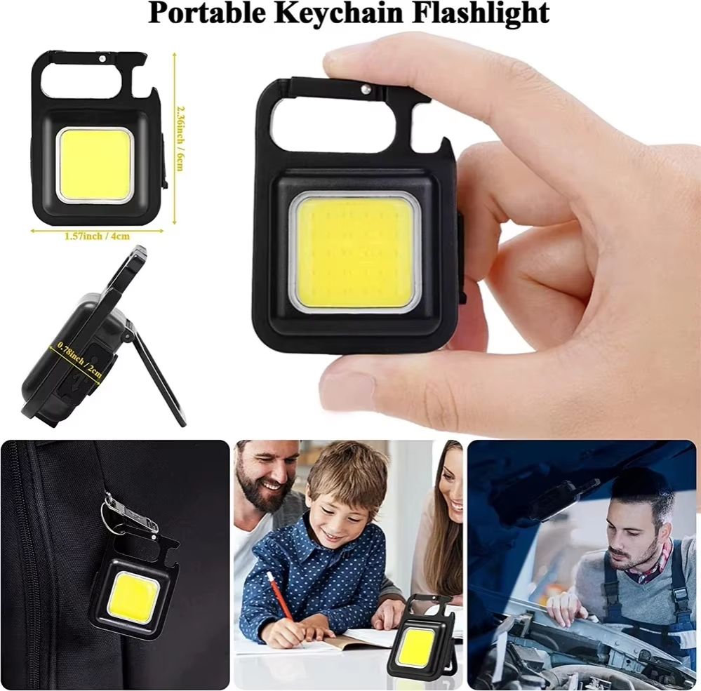 Mini LED Flashlight Keychain Multifunctional Portable COB Camping Lamps USB Charging Work Lights Outdoor Fishing Hiking Lanterna