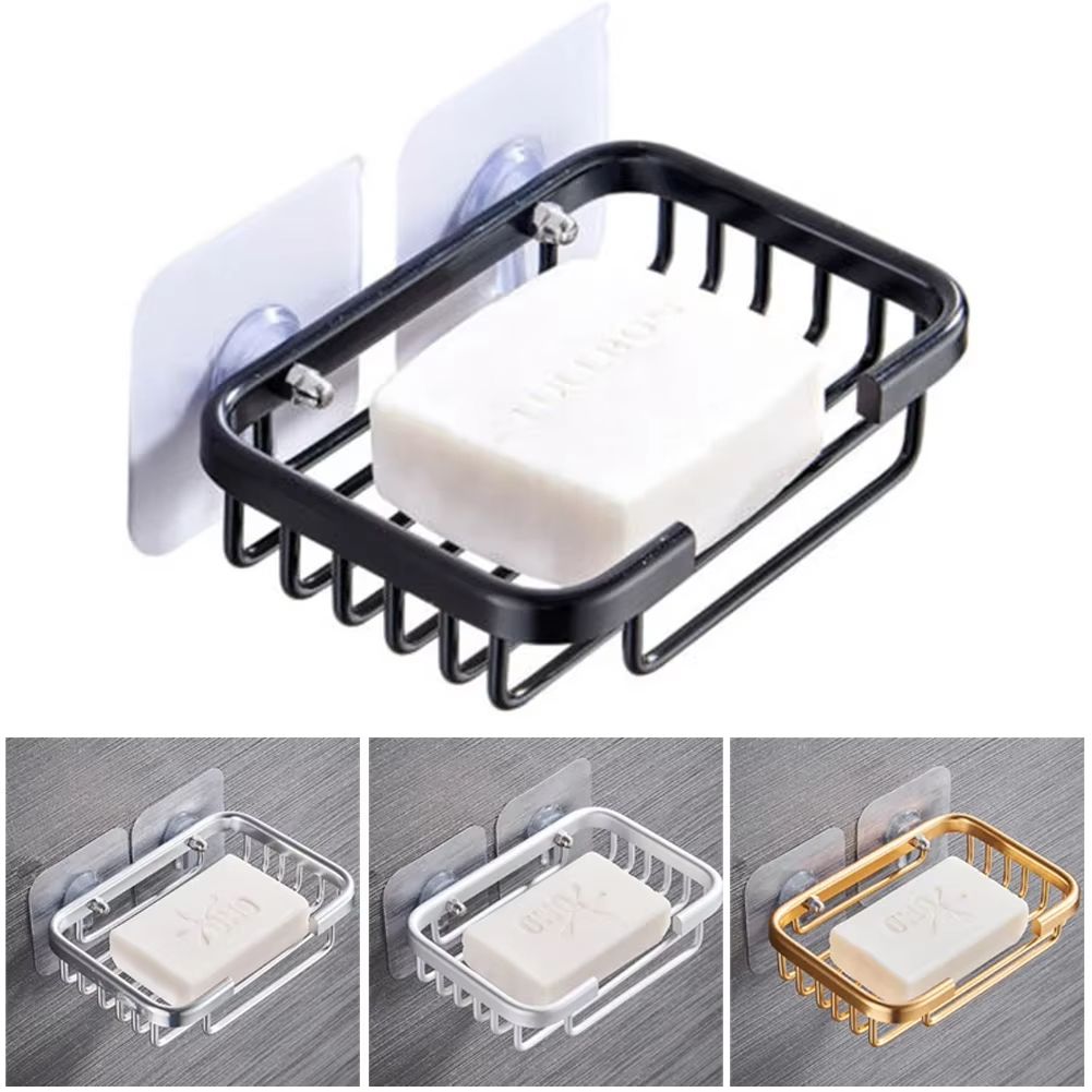 Bathroom Soap Dish Holder Suction Cup Soap Holder Wall Mounted Cup Box Dish Soap Saver Shower Tray Bathroom Accessories