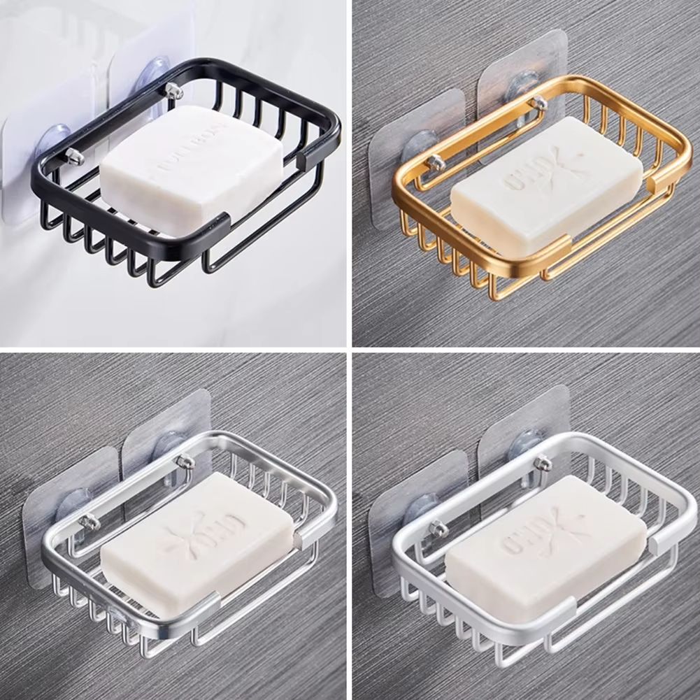 Bathroom Soap Dish Holder Suction Cup Soap Holder Wall Mounted Cup Box Dish Soap Saver Shower Tray Bathroom Accessories