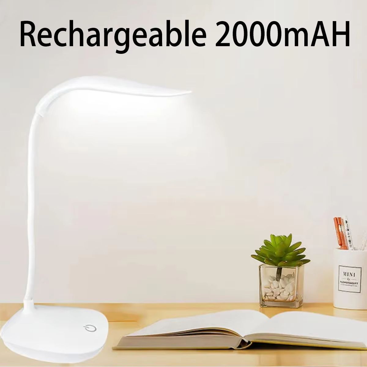 Portable USB Rechargeable Desk Lamp Touch 3 Modes Dimming Table Lamp Eye Protection For Office Bedroom Bedside Reading Light