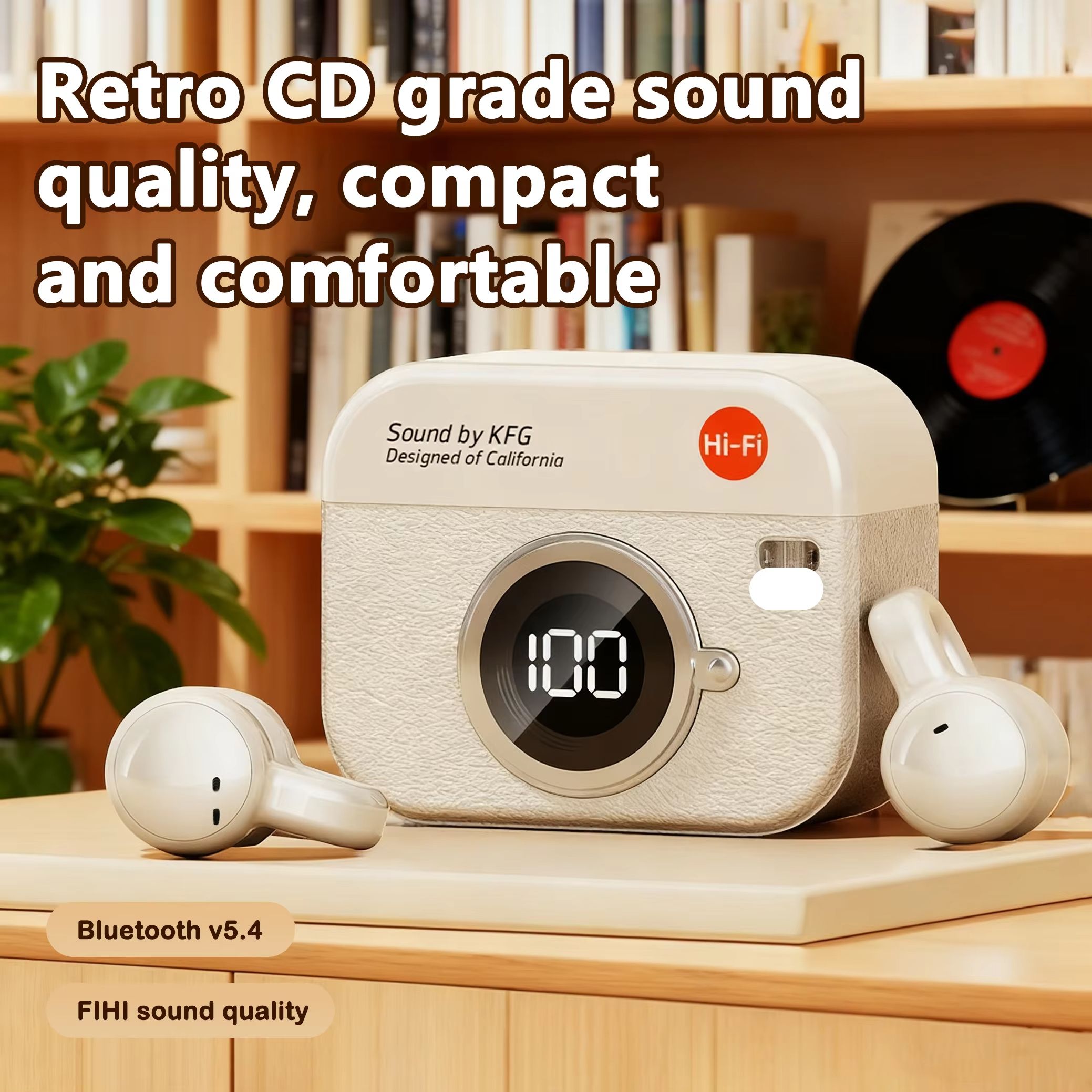 Q87 Retro TWS Wireless Bluetooth Earphones with Battery Display, Long Endurance, Clip on Ear Noise Reduction, Comfortable