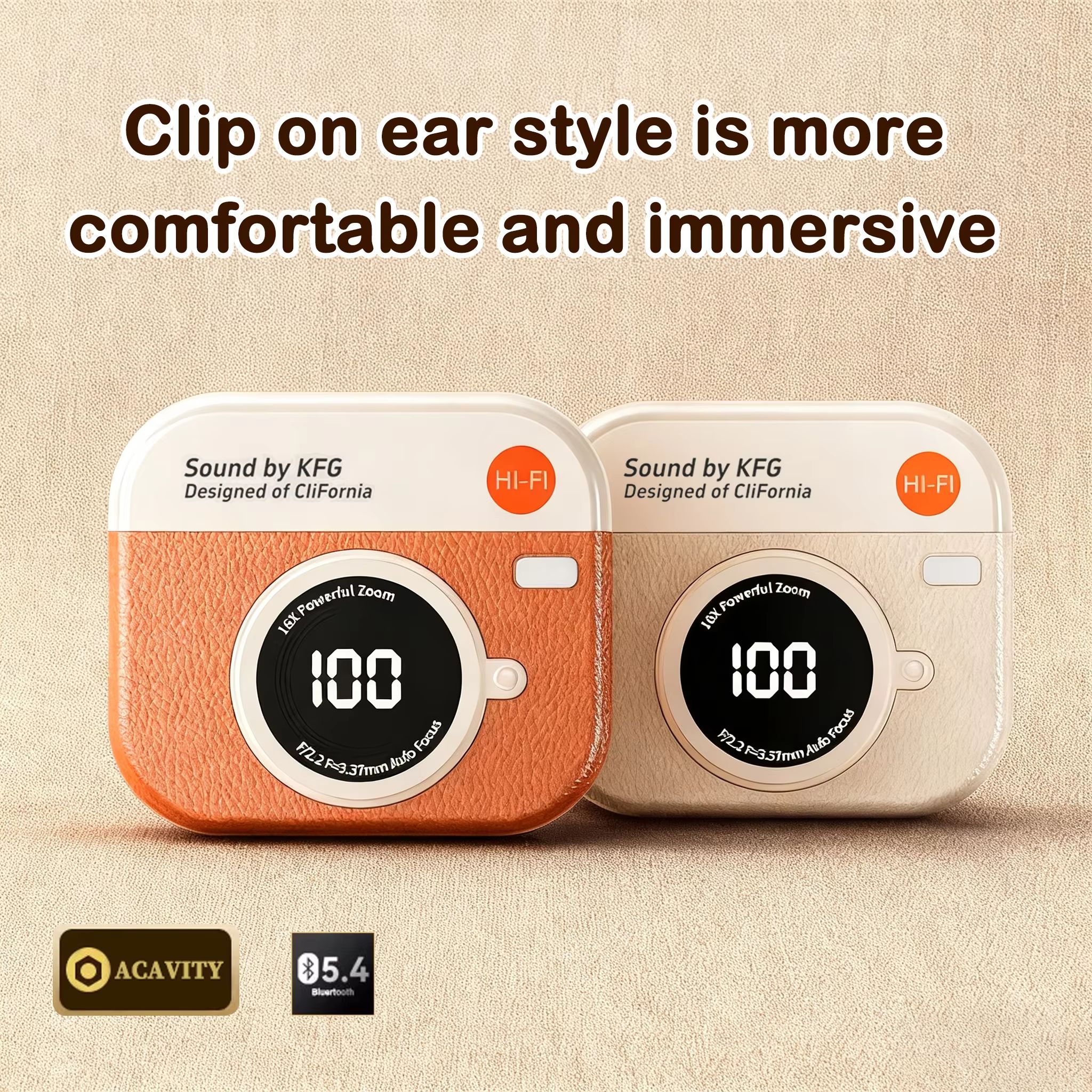 Q87 Retro TWS Wireless Bluetooth Earphones with Battery Display, Long Endurance, Clip on Ear Noise Reduction, Comfortable