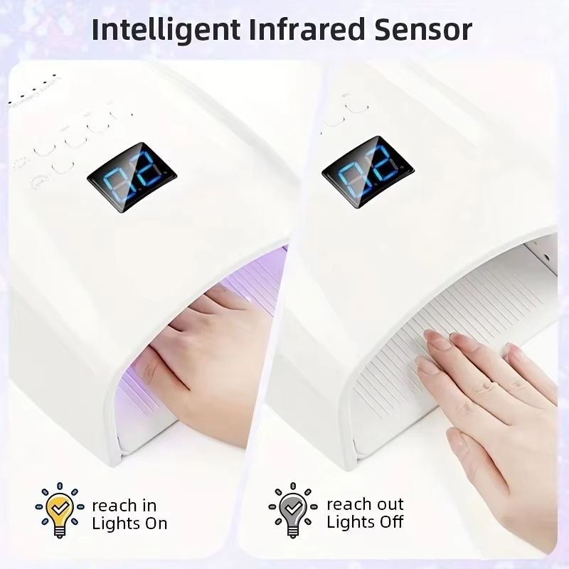 66W Rechargeable UV LED Nail Lamp with LCD Screen & 4 Timer Settings - Professional Manicure Tools for Home & Salon Use