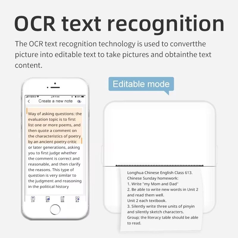 Mini Portabl Printer Inkless Sticker Maker, Free Cut Small Pocket Printer, Portable Thermal Printer for Photo Journal Notes Memo