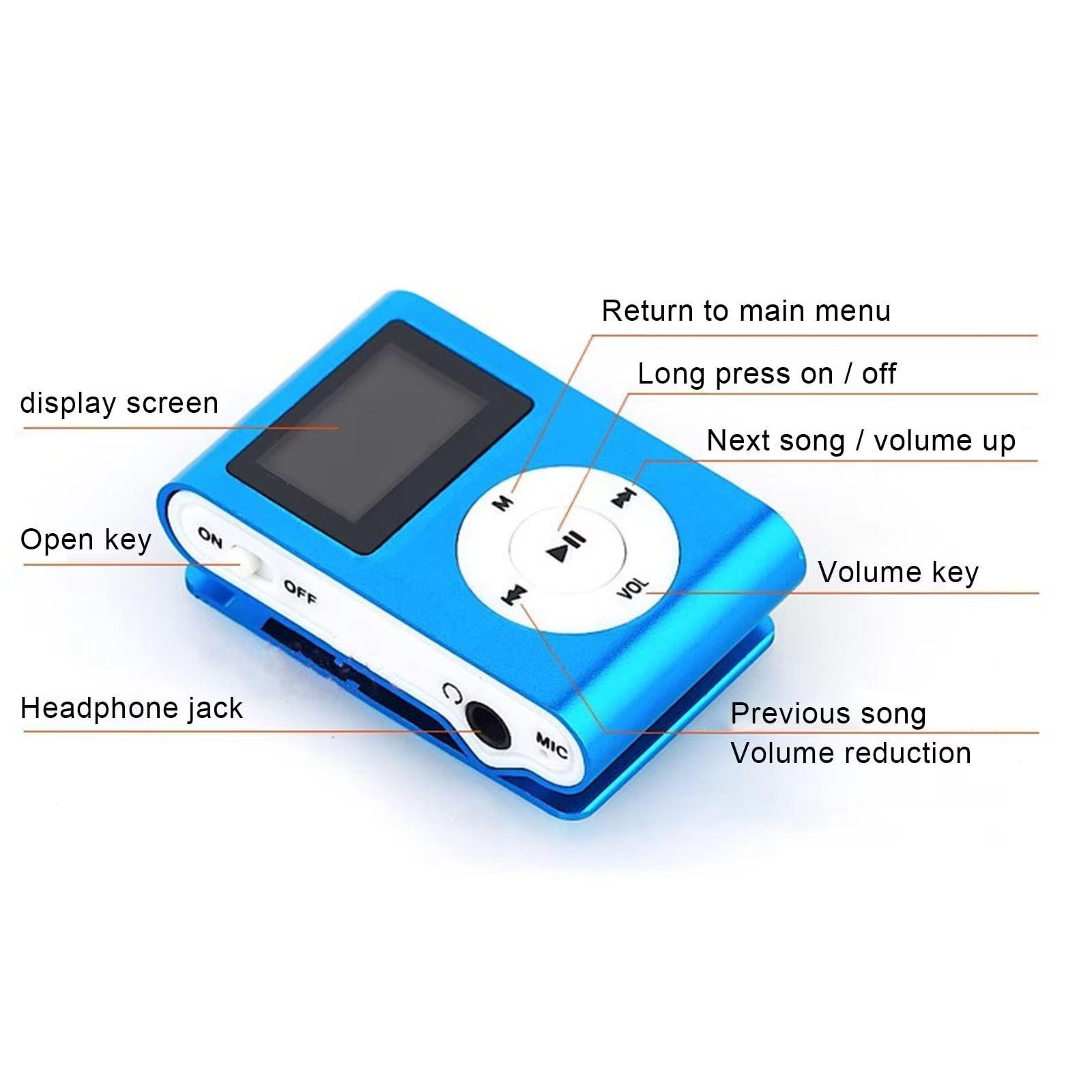 Mp3 Player for Sports Travelling USB Portable Music Player with Speaker LCD Screen Digital Music Long Standby Time