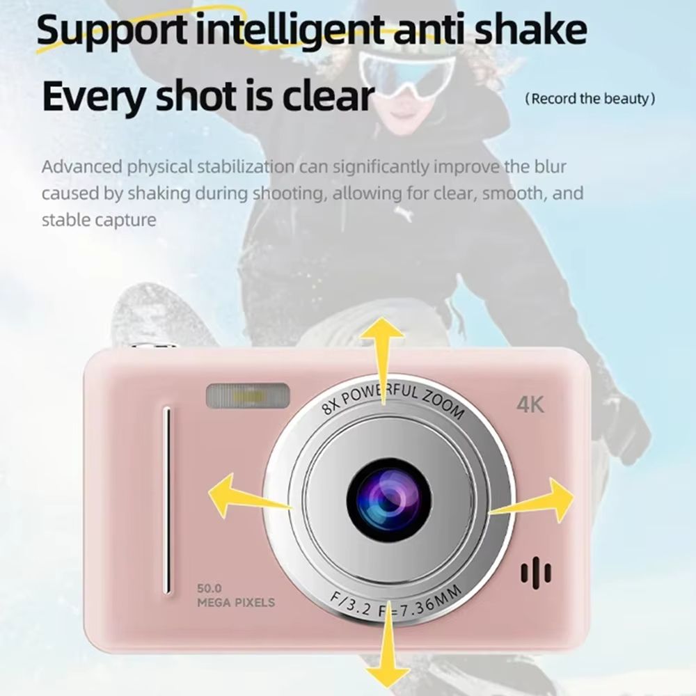 4K Digital Camera 50MP HD Photography Travel Selfie Children Cameras with 8x Zoom Compact Camcorder Student Pocket Small Camera
