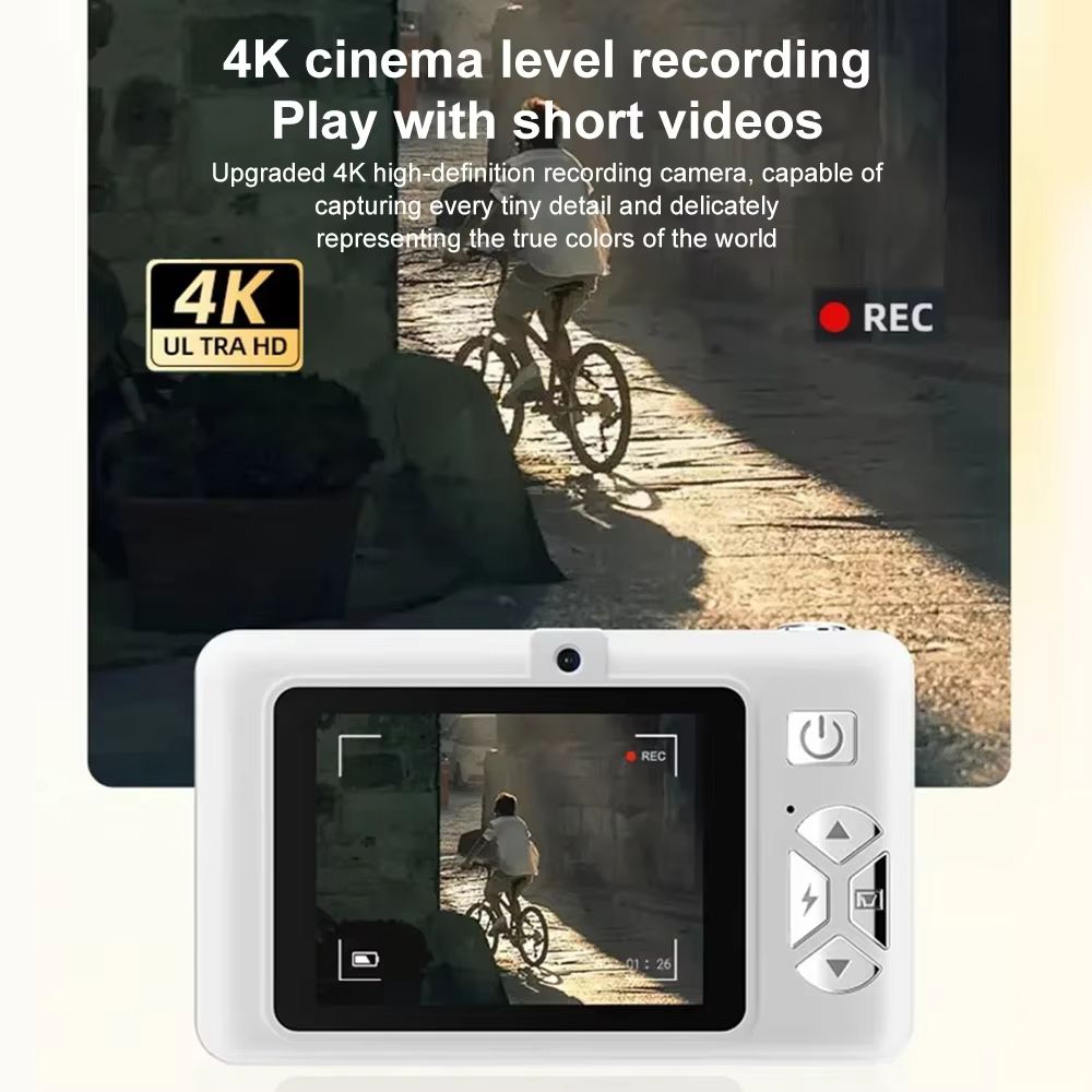 4K Digital Camera 50MP HD Photography Travel Selfie Children Cameras with 8x Zoom Compact Camcorder Student Pocket Small Camera