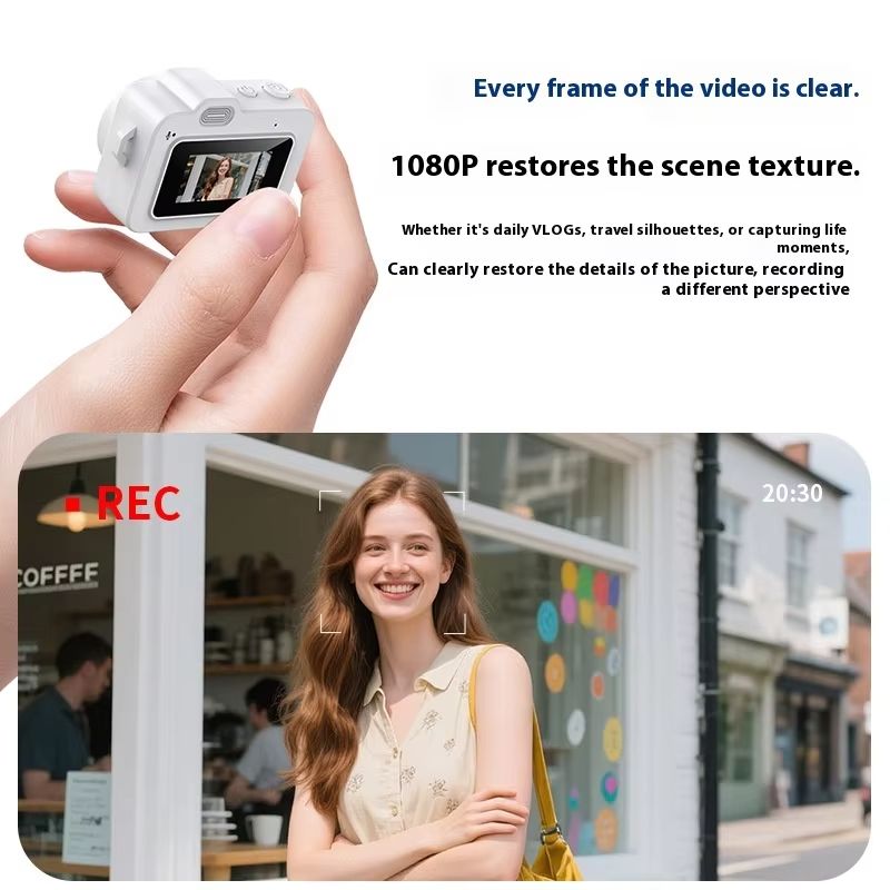 Mini Camera 4K Micro Camera Keychain Camera Necklace-Style Vlog Camera Pocket Camera Ultra-Compact Digital Camera