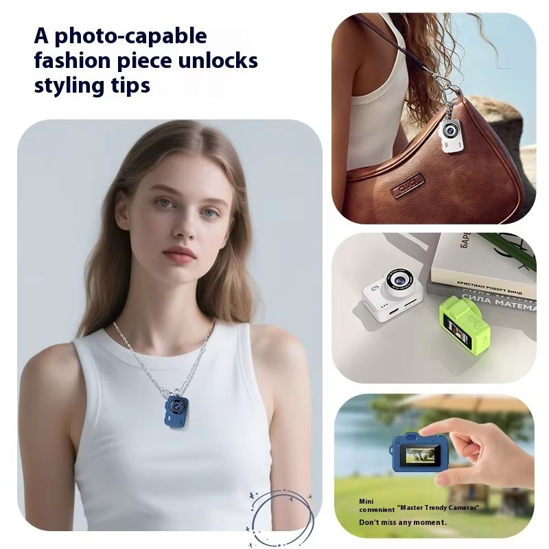 Mini Camera 4K Micro Camera Keychain Camera Necklace-Style Vlog Camera Pocket Camera Ultra-Compact Digital Camera